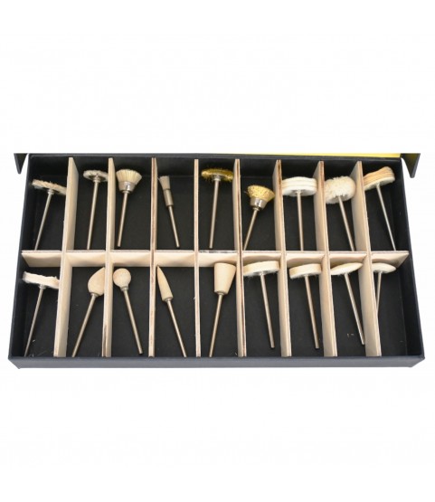 Bergeon 2686 assortment of 18 small brushes for polishing