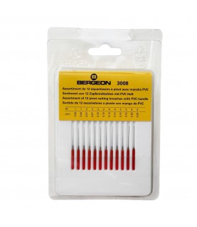 Bergeon 3008 Set of 12 Pivot Cutting Broaches with PVC Handle