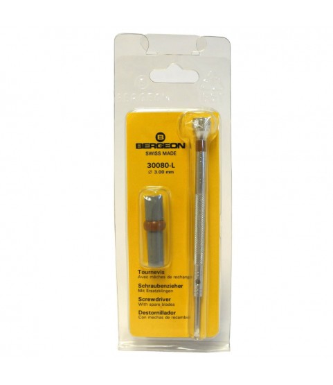 Bergeon 30080-L Watchmaker Screwdrivers with Spare Blades - 3.00mm
