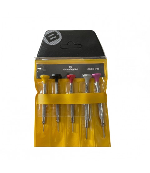 Bergeon 30081-P05 set of 5 stainless steel screwdrivers