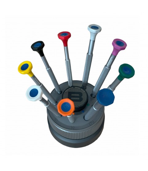 Bergeon 31081-S09 set of 9 screwdrivers with anodised aluminium body 0.50 to 2.50 mm