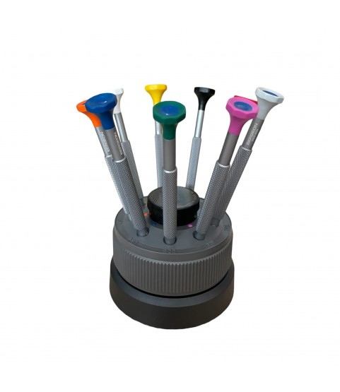 Bergeon 31081-S09 set of 9 screwdrivers with anodised aluminium body 0.50 to 2.50 mm