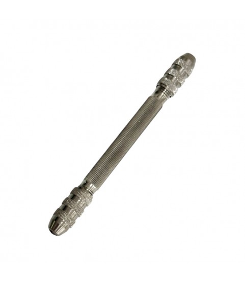 Bergeon 5679 Pin Vice Handle in Nickel Plated Brass, 2 Chucks 0 - 1.5, 1.9 - 3 mm