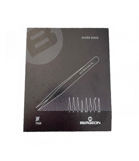 Bergeon 7026 set of 8 antimagnetic tweezers in wooden box
