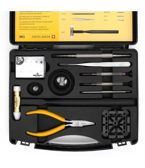 Bergeon 7813 speed service watchmaker kit for changing bracelets 15 tools