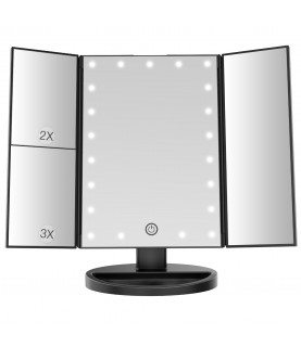 Cosmetic Makeup Mirror, LED Lights, Black - Bestope