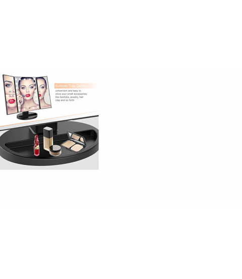 Cosmetic Makeup Mirror, LED Lights, Black - Bestope