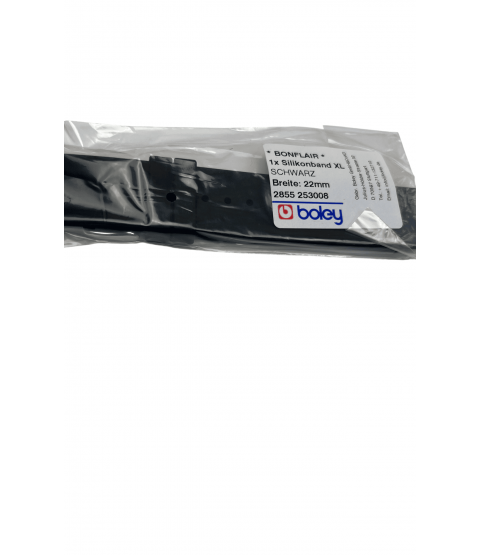 Boley Extra Long Black Silicone Watch Strap, 22 mm