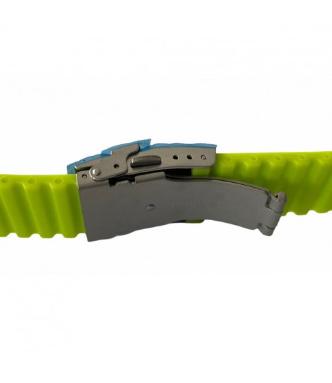 Buzzufy silicone neon green chrono watch strap with clasp 22mm