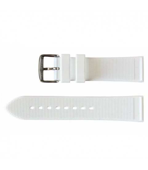 Buzzufy silicone strap watch, white, 20mm with stainless steel buckle