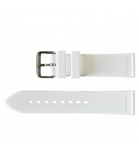 Buzzufy silicone strap watch, white, 22mm with stainless steel buckle