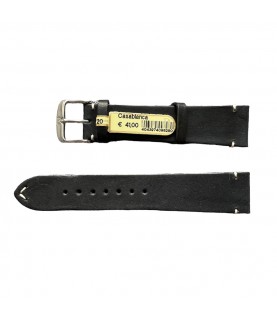 Casablanca genuine black leather watch strap with stitch 20 mm