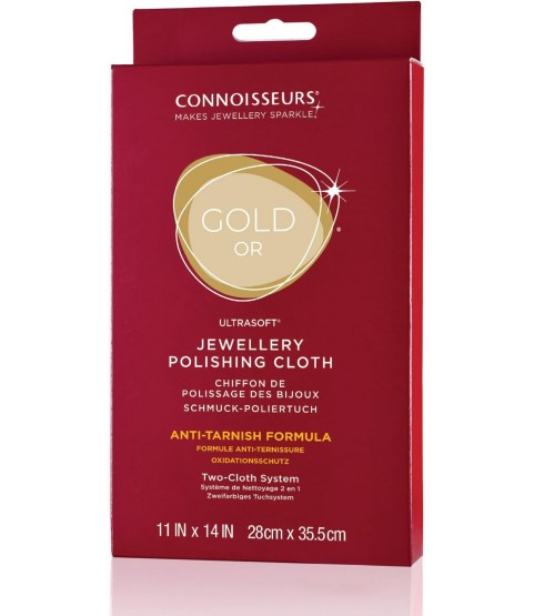 Connoisseurs Gold Jewellery Cleaning Cloth Ultrasoft Polishing Cloths to Clean, Buff & Restore Shine CONN738