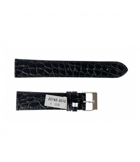 Croco pattern black leather watch strap 20 mm
