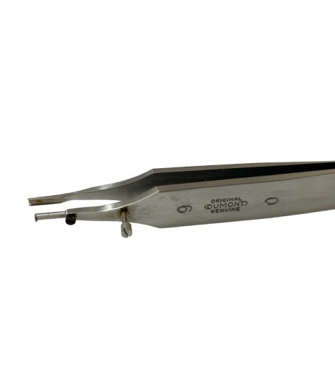 Dumont tweezer Type 9/0, for Breguet hairsprings spirals, stainless steel-carbon, 110 mm Dumont tweezer Type 9/0, for Breguet hairsprings spirals, stainless steel-carbon, 110 mm