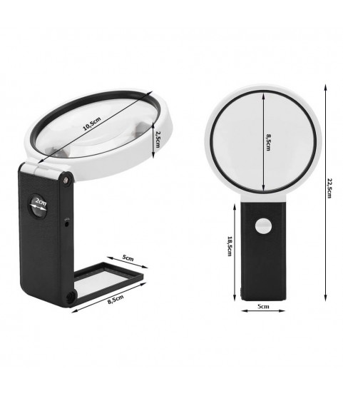 Folding jewellers magnifying glass for pocket watches 10x and 25x with LED and UV Folding jewellers magnifying glass for pocket watches 10x and 25x with LED and UV