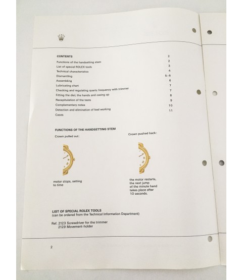 Genuine Rolex Quartz caliber 6620 Technical Infomation Service Catalog