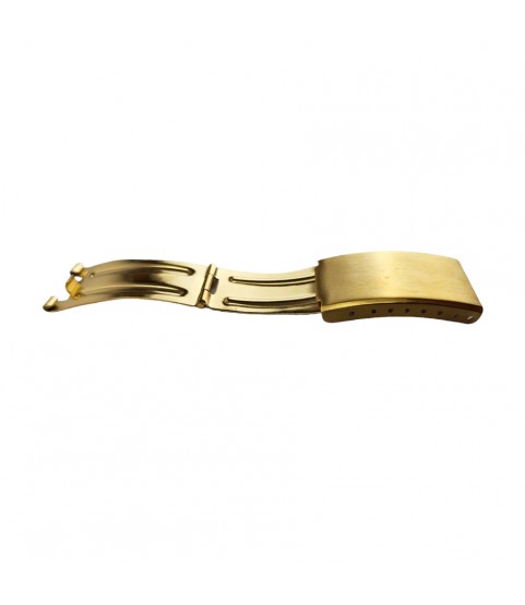 Gold plated stainless steel folding clasp for metal bracelets 18 mm