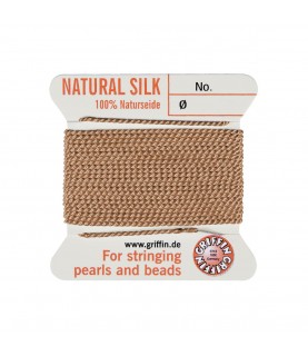 Griffin BeadCord natural silk karneol, 1 needle, 2m, size 12 Griffin BeadCord natural silk karneol, 1 needle, 2m, size 12