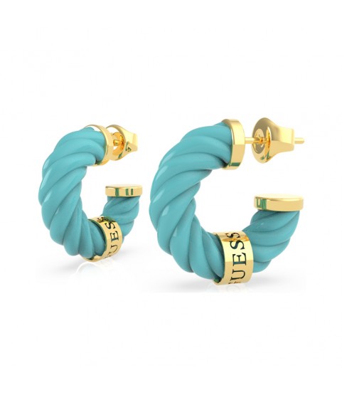 Guess women's turquoise earrings in yellow gold UBE70006