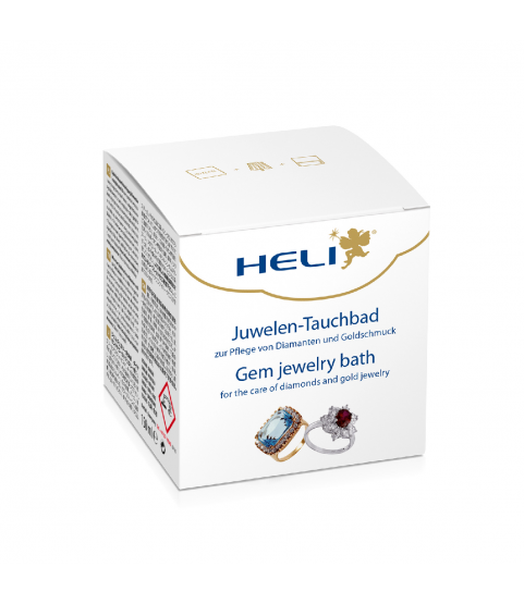 Heli gem jewelry bath with rinsing basket and cleaning cloth, jeweler's packaging, 150 ml