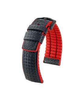 Hirsch Ayrton L black and red calf leather watch strap 22 mm 0912092050-5-22