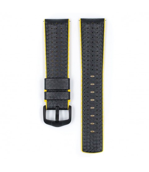 Hirsch Ayrton L black and yellow calf leather watch strap 22 mm 0917292050-5-22