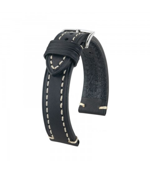 Hirsch Liberty Artisan L black calf leather watch strap 20 mm 10900250-2-20