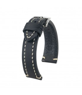 Hirsch Liberty Artisan XL black calf leather watch strap 22 mm 10920250-2-22