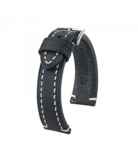Hirsch Liberty Artisan XL black calf leather watch strap 22 mm 10920250-2-22