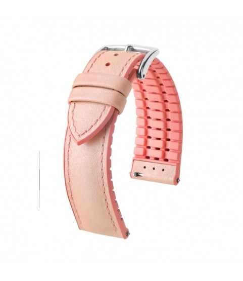 Hirsch LINDSEY light pink, rose ladies leather & rubber watch strap 18mm 0922302122-2-18
