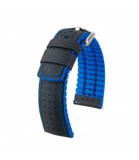 Hirsch Robby L black and blue calf leather watch strap 22 mm 0918094050-4-22 Hirsch Robby L black and blue calf leather watch strap 22 mm 0918094050-4-22