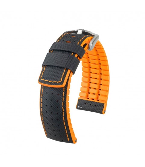 Hirsch Robby L black and orange calf leather watch strap 22 mm 0917694050-4-22 Hirsch Robby L black and orange calf leather watch strap 22 mm 0917694050-4-22