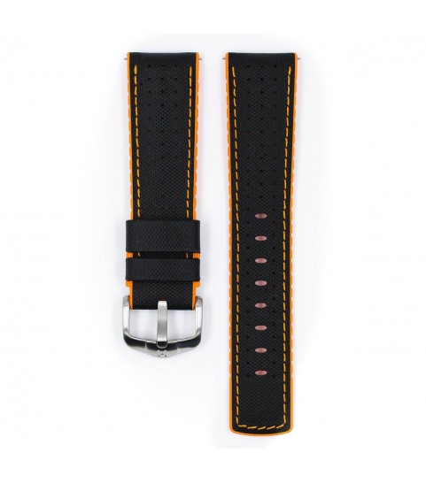 Hirsch Robby L black and orange calf leather watch strap 22 mm 0917694050-4-22 Hirsch Robby L black and orange calf leather watch strap 22 mm 0917694050-4-22
