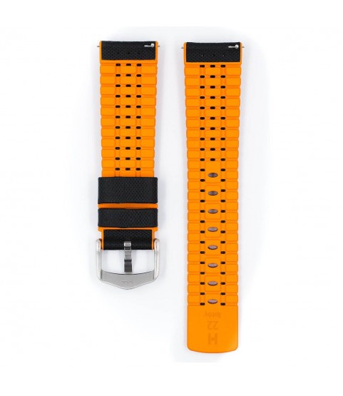 Hirsch Robby L black and orange calf leather watch strap 22 mm 0917694050-4-22 Hirsch Robby L black and orange calf leather watch strap 22 mm 0917694050-4-22