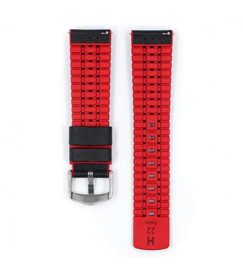 Hirsch Robby L black and red calf leather watch strap 20 mm 0912094050-4-20 Hirsch Robby L black and red calf leather watch strap 20 mm 0912094050-4-20
