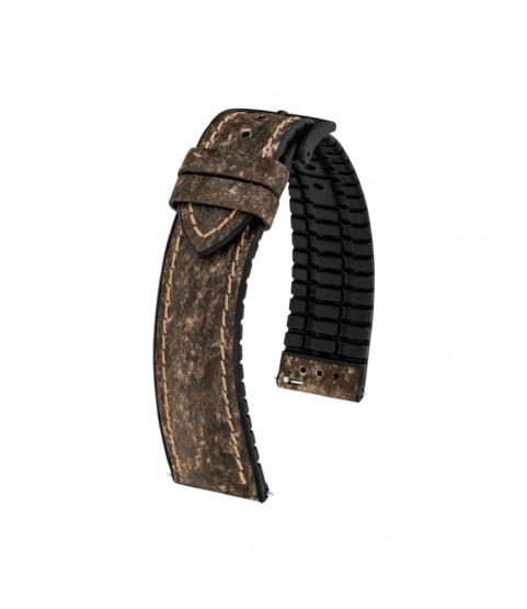Hirsch Stone L brown leather watch strap, 21 mm, 0925044010-5-21