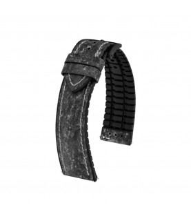 Hirsch Stone L dark grey leather watch strap, 21 mm, 0925044050-5-21