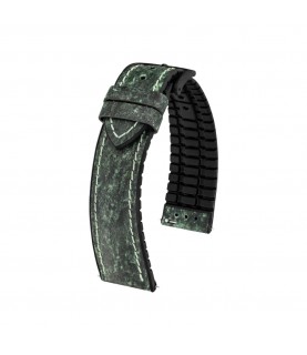 Hirsch Stone L green leather watch strap, 20 mm, 0925044040-5-20