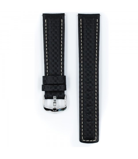 Hirsch watch Carbon black strap L 18mm 02592050-2-18 Hirsch watch Carbon black strap L 18mm 02592050-2-18
