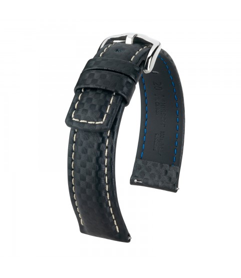 Hirsch watch Carbon black strap L 18mm 02592050-2-18