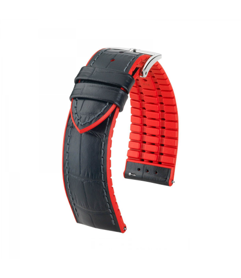 Hirsch watch leather strap Andy L red 20mm alligator embossing 0922028050-2-20