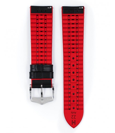 Hirsch watch leather strap Andy L red 20mm alligator embossing 0922028050-2-20