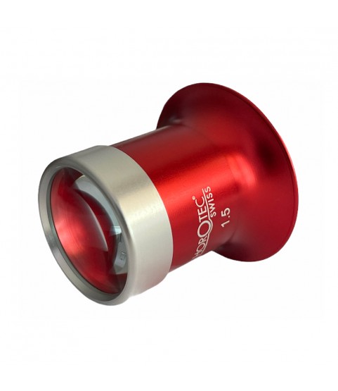 Horotec MSA 00.031-1.5 eyeglass loupe in aluminium anodised red with screwed ring x6.5