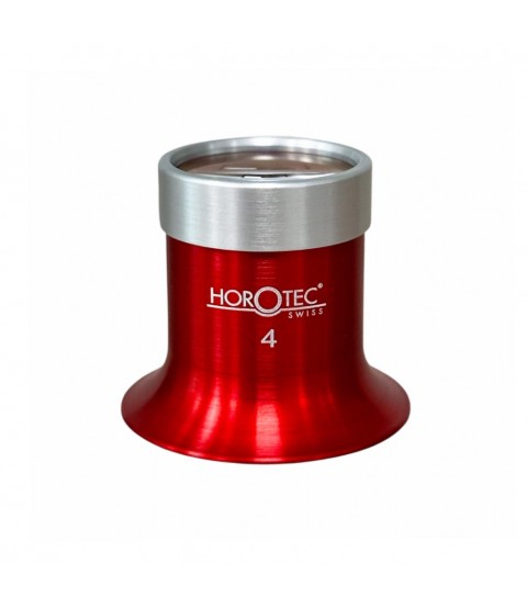 Horotec MSA 00.031-4 Eyeglass Loupe in Aluminium Anodised Red with Screwed Ring x2.5
