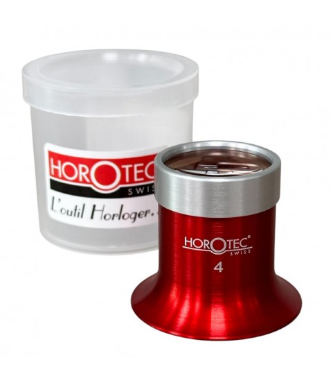 Horotec MSA 00.031-4 Eyeglass Loupe in Aluminium Anodised Red with Screwed Ring x2.5