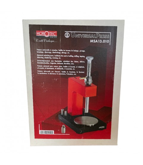 Horotec MSA 13.010 universal correcting press facilitates the work of milling, drilling, tapping, deburring and etc.