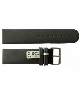 Leather waterproof dark grey smooth strap for watches 22mm