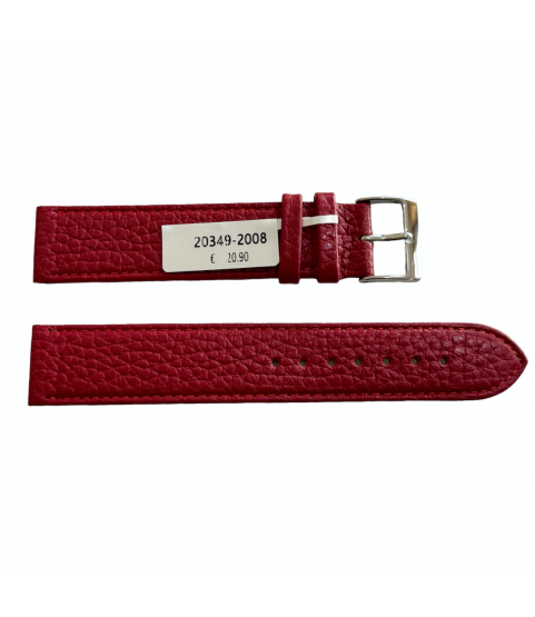 XL dark red watch leather strap with silver tone buckle 20mm