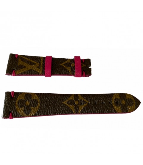 Louis Vuitton monogram leather strap for watches brown & pink 20mm